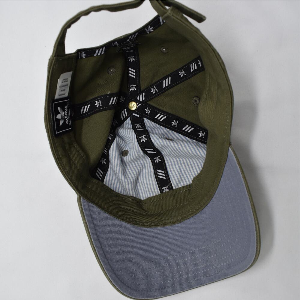 Adidas Originals Hat Olive Green Embroidered Trefoil Canvas Streetwear Dad Cap - Picture 7 of 8